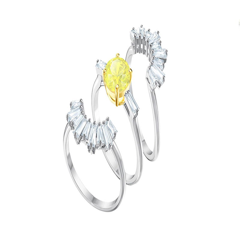 Anillo Triple Flower Crystal Yellow